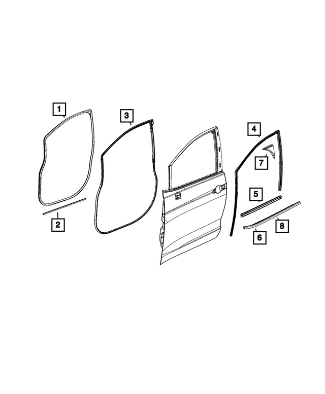 68448170AA - Doors, Door Mirrors and Related Parts: Front Door Belt Outer Weatherstrip, Right for Mopar Image