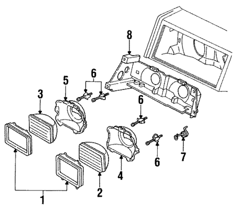 Headlamp Components for 1992 Chrysler Imperial #1