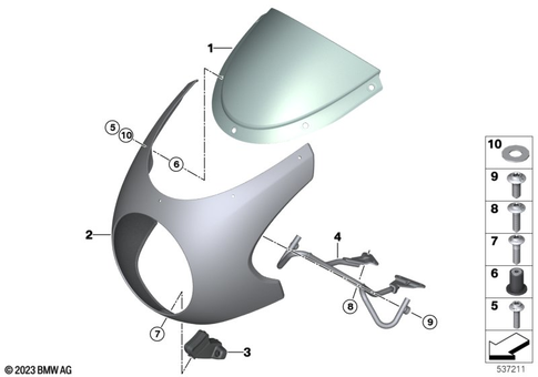 Motorcycle Trim Section, Windshield for 2026 BMW-Motorrad R 12 nineT #1
