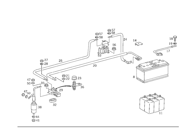 55412501 - Electrical Equipment and Instruments: Battery for Mercedes-Benz: 190, 190D, 190E, 200, 200D, 220D, 230, 240D, 260E, 280, 280E, 300CE, 300D, 300E, 300SD, 300SL, 300TD, 300TE, 400E, 400SE, 400SEL, 450SEL, 500E, 500SEC, 500SEL, 500SL, 560SEC, 560SEL, 560SL, 600SEL, 600SL, C220, C230, C280, C43 AMG, CLK430, CLS500, CLS55 AMG, E420, E430, ML320, ML430, ML55 AMG, S420, S430, S55 AMG, SL320, Sprinter 2500, Sprinter 3500 Image image