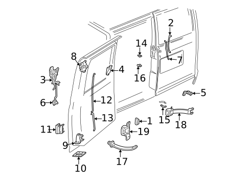 Handles, Locks & Rods for 1992 GMC Safari #2