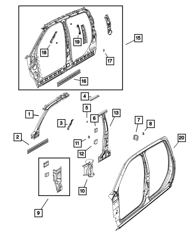 « 55372330AA – Body Sheet Metal Except Doors : Seuil Renfort, Côtés Droit &amp; Gauche pour Mopar Image »