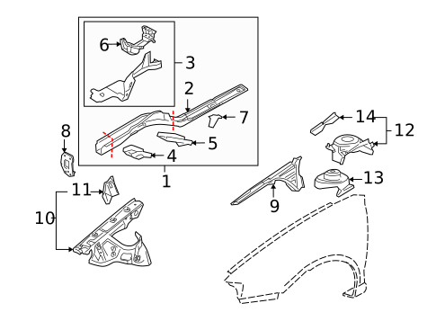 Structural Components & Rails for 2009 Audi A3 #0