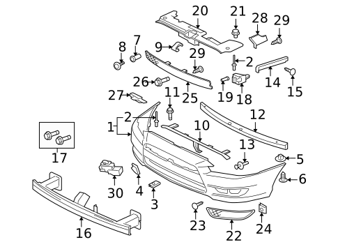 Bumper & Components - Front for 2009 Mitsubishi Lancer #0