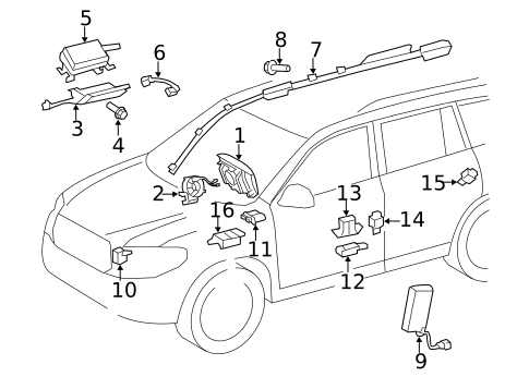Air Bag Components for 2013 Toyota Highlander #1
