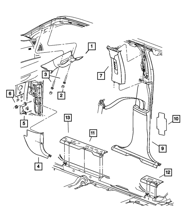 1AV93BDXAA - Interior Trim: A Pillar  Garnish Plug, Upper Left for Mopar Image
