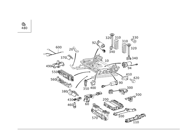 2039101236 - Driver Seat: Seat Adjustment for Mercedes-Benz: 180C, C230, C320, CLK320, CLK350, CLK500, CLK55 AMG, CLK550, CLK63 AMG, SL500, SL55 AMG, SL550, SL600, SL63 AMG, SL65 AMG Image image