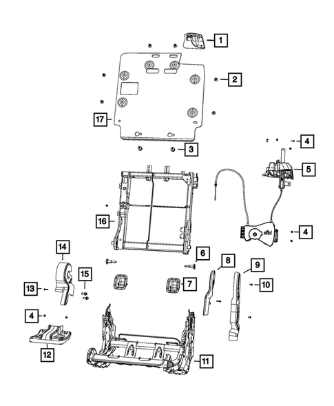 Rear Seats - Second Row Adjusters, Recliners, Shields and Risers for 2021 Jeep Gladiator #1