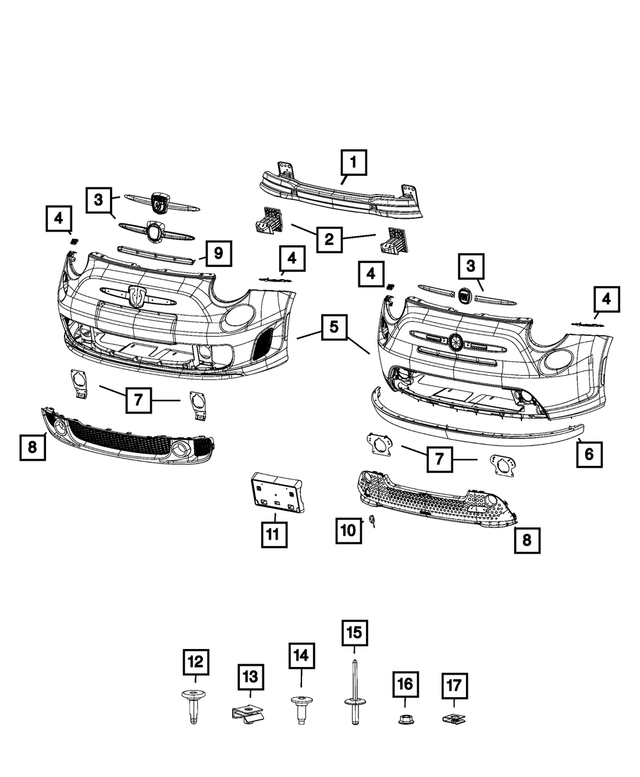 68148768AB - Frame, Bumper and Fascia: Front Fascia for Mopar Image