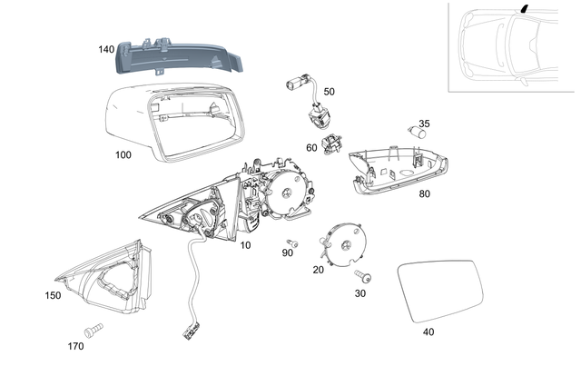 2128107800 - Driver Door: Mirror Frame for Mercedes-Benz Image image