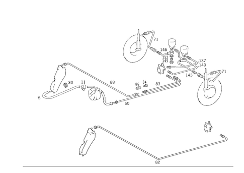 Line Arrangement in Case of Rear Self-Levelling Device for 1993 Mercedes-Benz 300TE #0