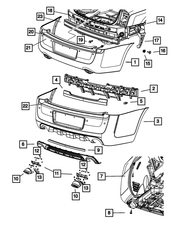 « 68212552AA – Frame, Bumper and Fascia : Arrière Revetement pour Mopar Image »