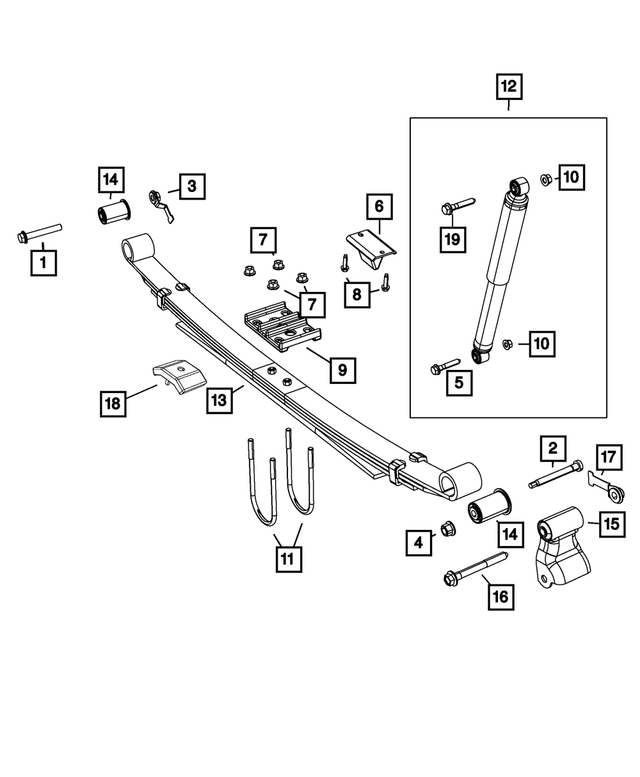 68106104AE - Rear Suspension: Rear Leaf Spring, Right for Mopar Image