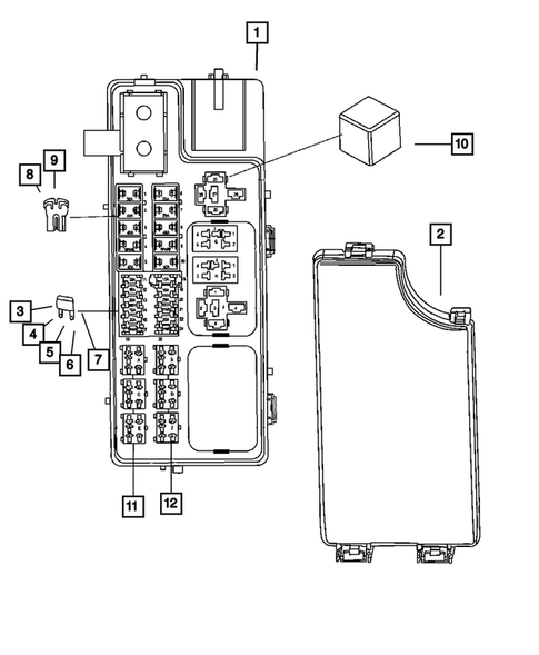 Power Distribution Center, Fuse Block, Junction Block, Relays and Fuses for 2013 Jeep Compass #0