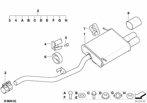 Exhaust System, Rear for 1996 BMW Z3 2.8 #1