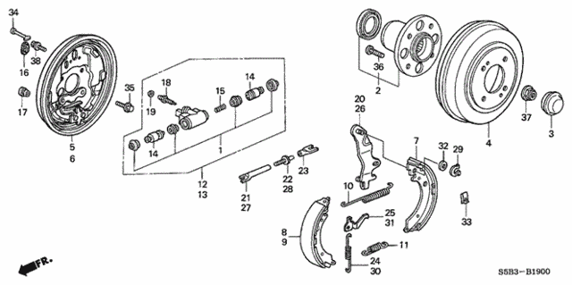 Rear Brake (Drum) for 2005 Honda Civic #0