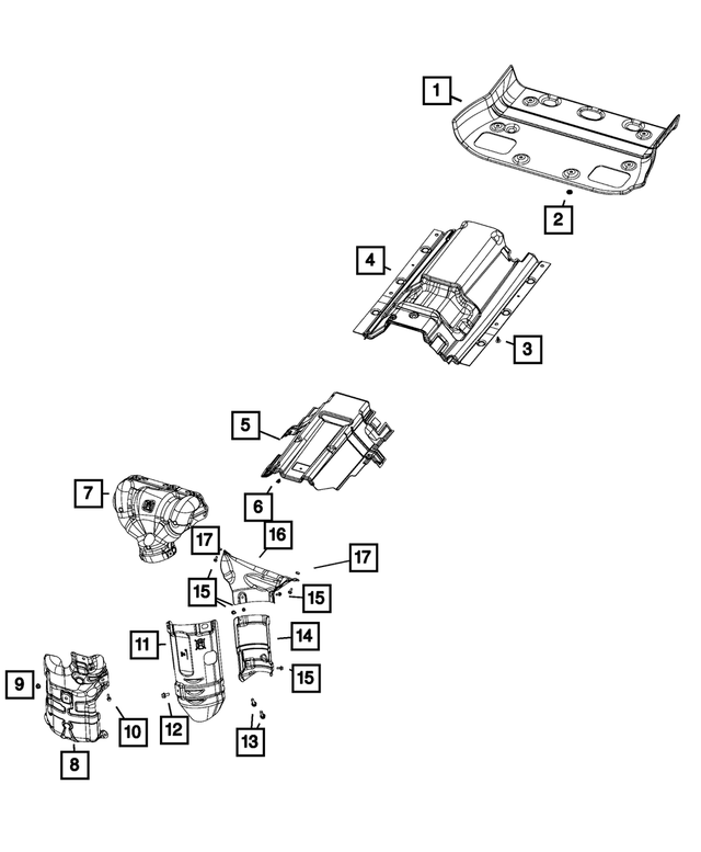 68156468AB - Exhaust: Floor Pan Shield for Chrysler: 200 | Jeep: Cherokee Image