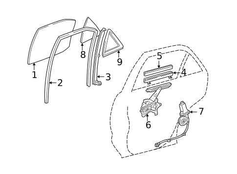 Glass - Rear Door for 2001 Lexus RX300 #0