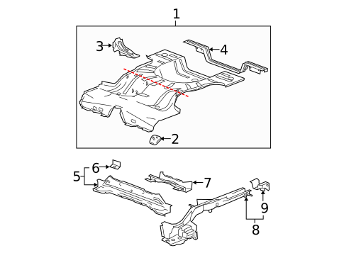 Rear Floor & Rails for 2008 Chevrolet Malibu #1