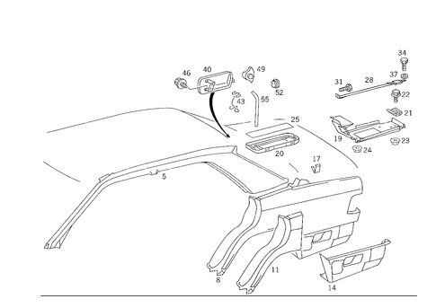 Roof Panelling, Rear Fenders, Battery Frame for 1993 Mercedes-Benz 500E #0