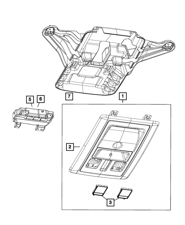 « 5SK49BD1AA – Interior Trim : Console Suspendue Logement pour Mopar Image »