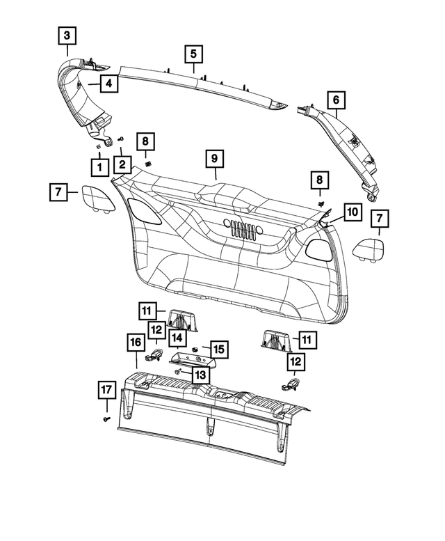 6TS84DX9AA - : Liftgate Trim Upper Panel for Mopar Image