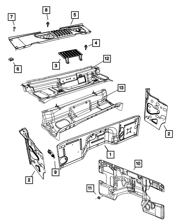 55395258AB - Body Sheet Metal Except Doors: Dash Panel for Mopar Image