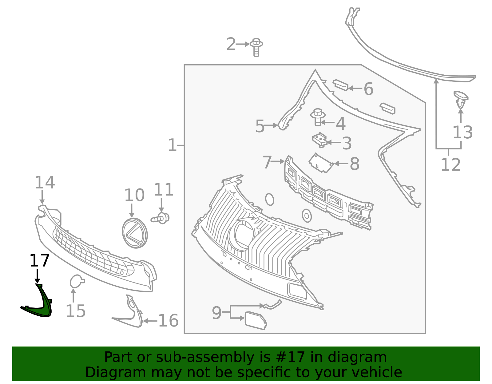53142-24020 - Grille Molding For 2015-2018 Lexus | Lexus OE Parts