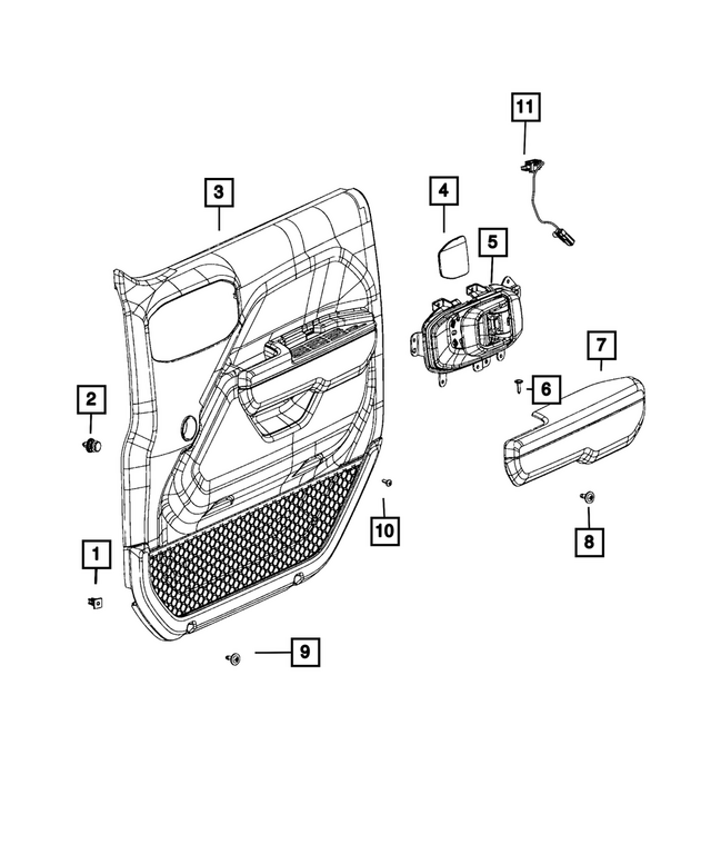 7RC962G7AB - Interior Trim: Front Door Trim Panel Assembly, Right for Jeep: Gladiator Image