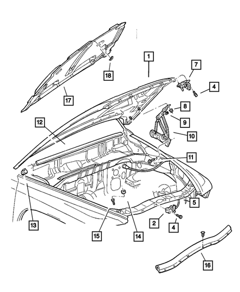 Hood & Hood Release for 2002 Dodge Dakota #0