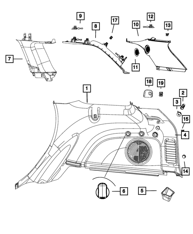 7BT45DX9AA - Interior Trim: Quarter Trim Panel, Right for Mopar Image image