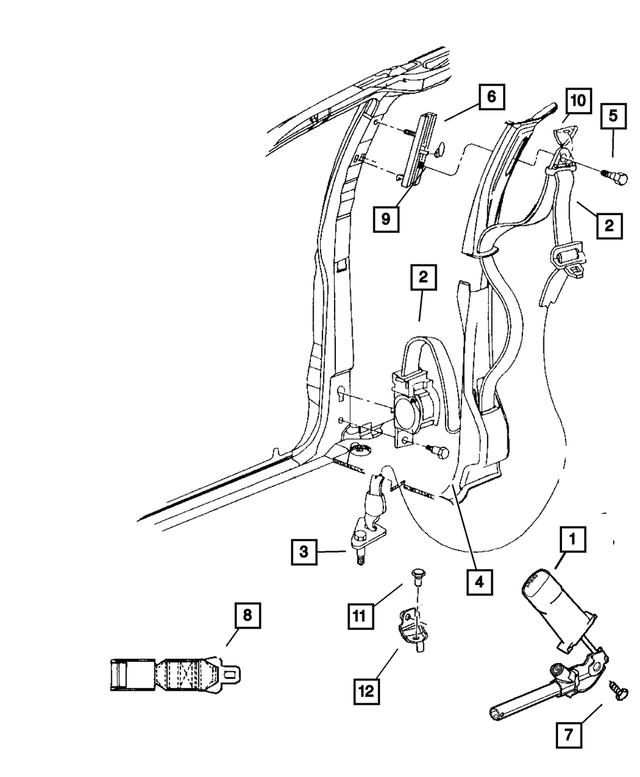 1CK301D5AA - Interior Trim: Retractor Seat Belt, Right for Mopar Image