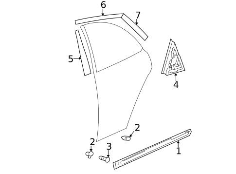 Exterior Trim - Rear Door for 2002 Hyundai Elantra #0