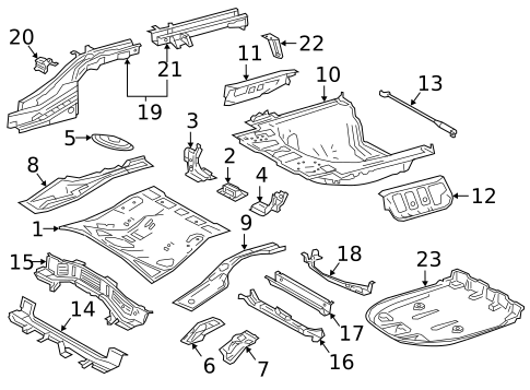 Rear Floor & Rails for 2022 Lexus ES250 #0