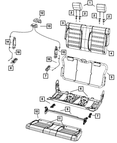 Rear Seats - Second Row for 2011 Jeep Wrangler #2