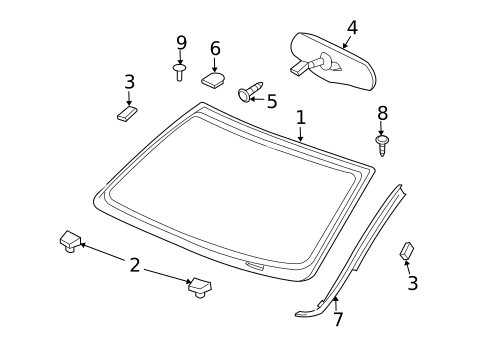 Glass - Windshield for 2008 Chrysler Aspen #0