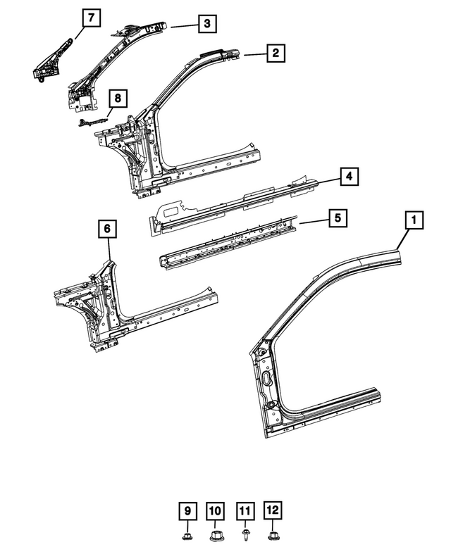 68631251AA - : Hinge Pillar Reinforcement, Left for Mopar Image