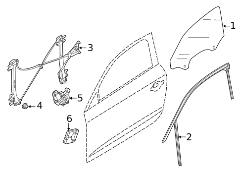 Glass - Front Door for 2017 Audi A3 Sportback e-tron #0