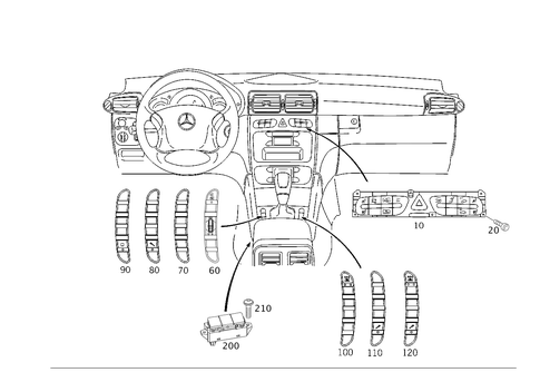 Switch in Instrument Panel and Center Console for 2002 Mercedes-Benz C32 AMG #0