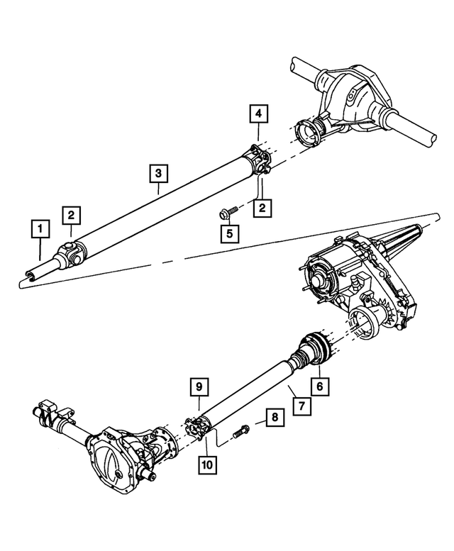 52105592AA - Propeller Shafts and U-Joints: Drive Shaft, Rear for Mopar Image