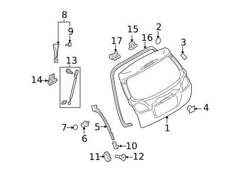 Gate & Hardware for 2010 Subaru Outback #0