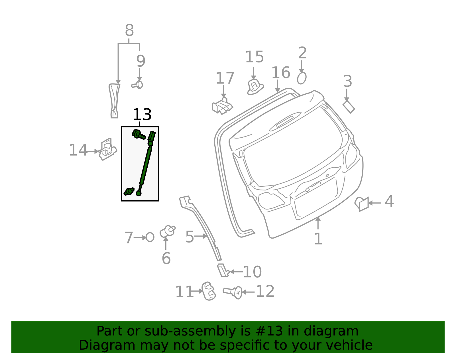 DNプロフィール見てねーページ 2010-2014 Subaru Lift Cylinder, Rear Gate Drivers Side 63269AJ11D