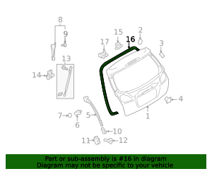 2010-2014 Subaru Outback Weatherstrip 63516AJ10A Subaru Parts Guys