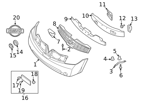 Bumper & Components - Front for 2009 Nissan Quest #0