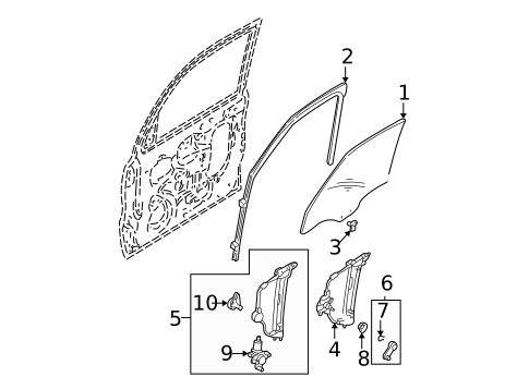 Glass - Front Door for 2006 Mazda Tribute #0