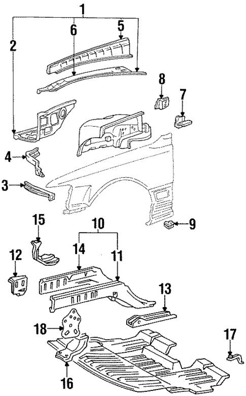 Structural Components & Rails for 1990 Lexus LS400 #0