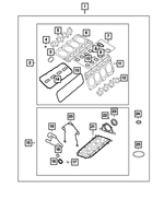 68417512AB - Engine: Engine Gasket Kit for Chrysler: 300, Aspen | Dodge: Challenger, Charger, Durango, Ram 1500, Ram 2500, Ram 3500 | Jeep: Commander, Grand Cherokee, Grand Cherokee L, Wagoneer | Ram: 1500, 1500 Classic, 2500, 3500 Image