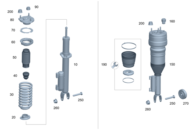 2133204430 - Springs, Suspension and Hydraulic Components: Shock-Absorber Strut for Mercedes-Benz: CLS450, CLS53 AMG, E300, E350, E43 AMG, E53 AMG, E63 AMG S Image image