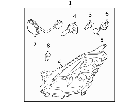 Headlamp Components for 2009 Nissan Altima #2