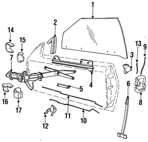 Glass - Front Door for 1992 Pontiac Sunbird #2
